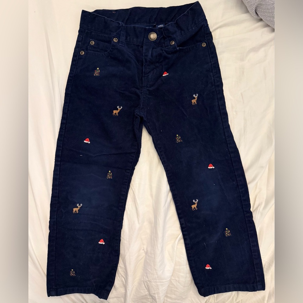 Janie and Jack Navy Corduroy Christmas Trousers